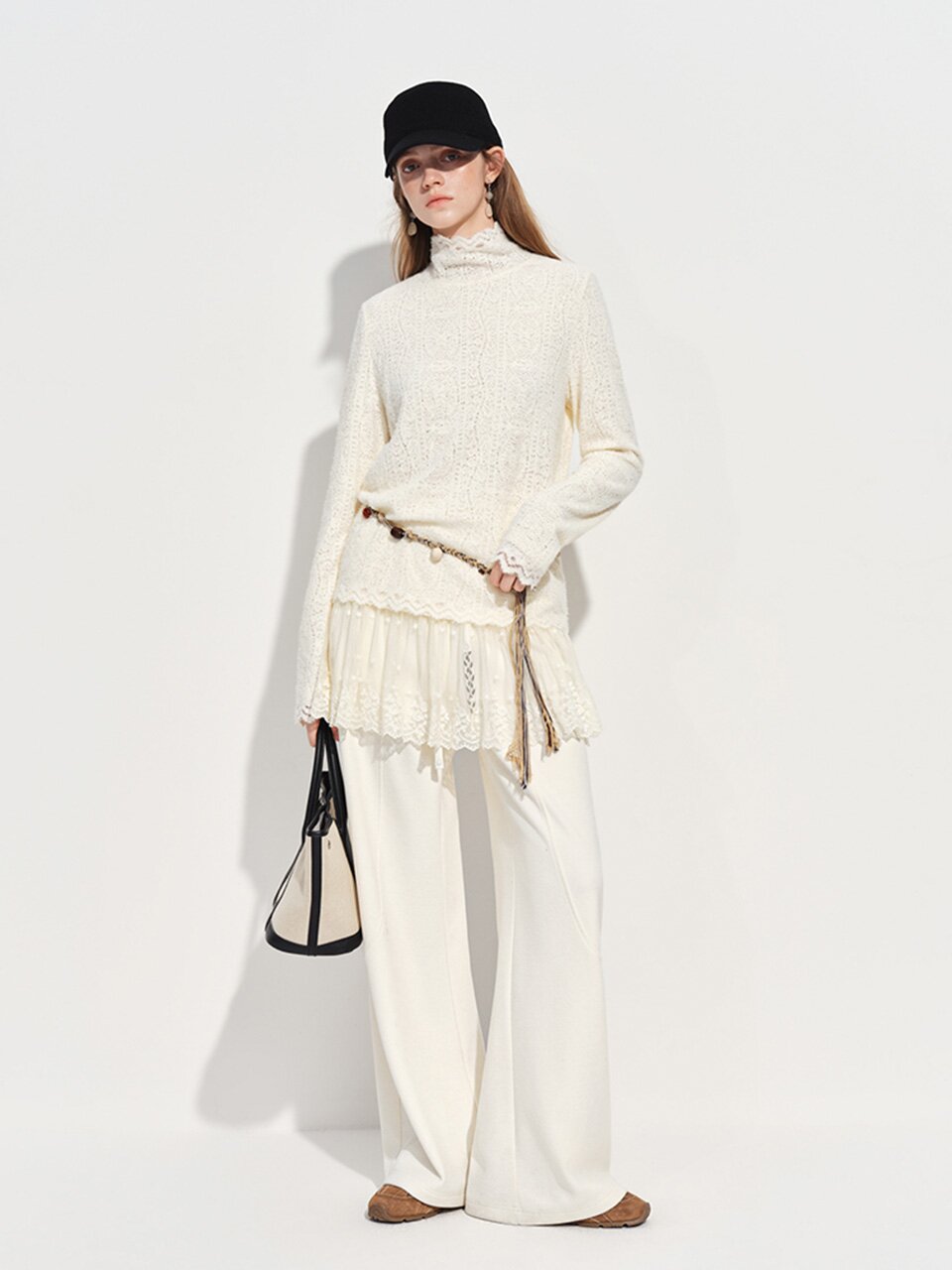 WD_Lace layered high neck blouse