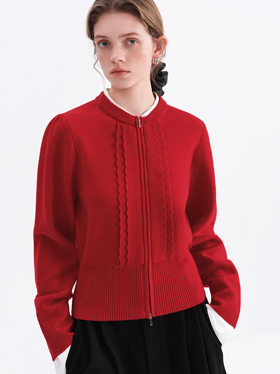 WD_Layered zipper cardigan