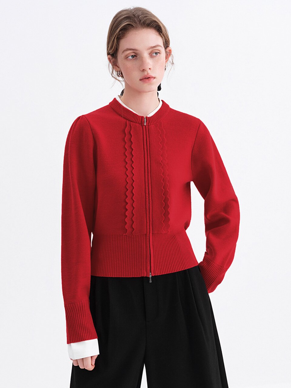 WD_Layered zipper cardigan