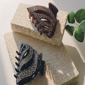 바이데이지 웨이브 크루아상 큐빅 집게핀 Bh0971