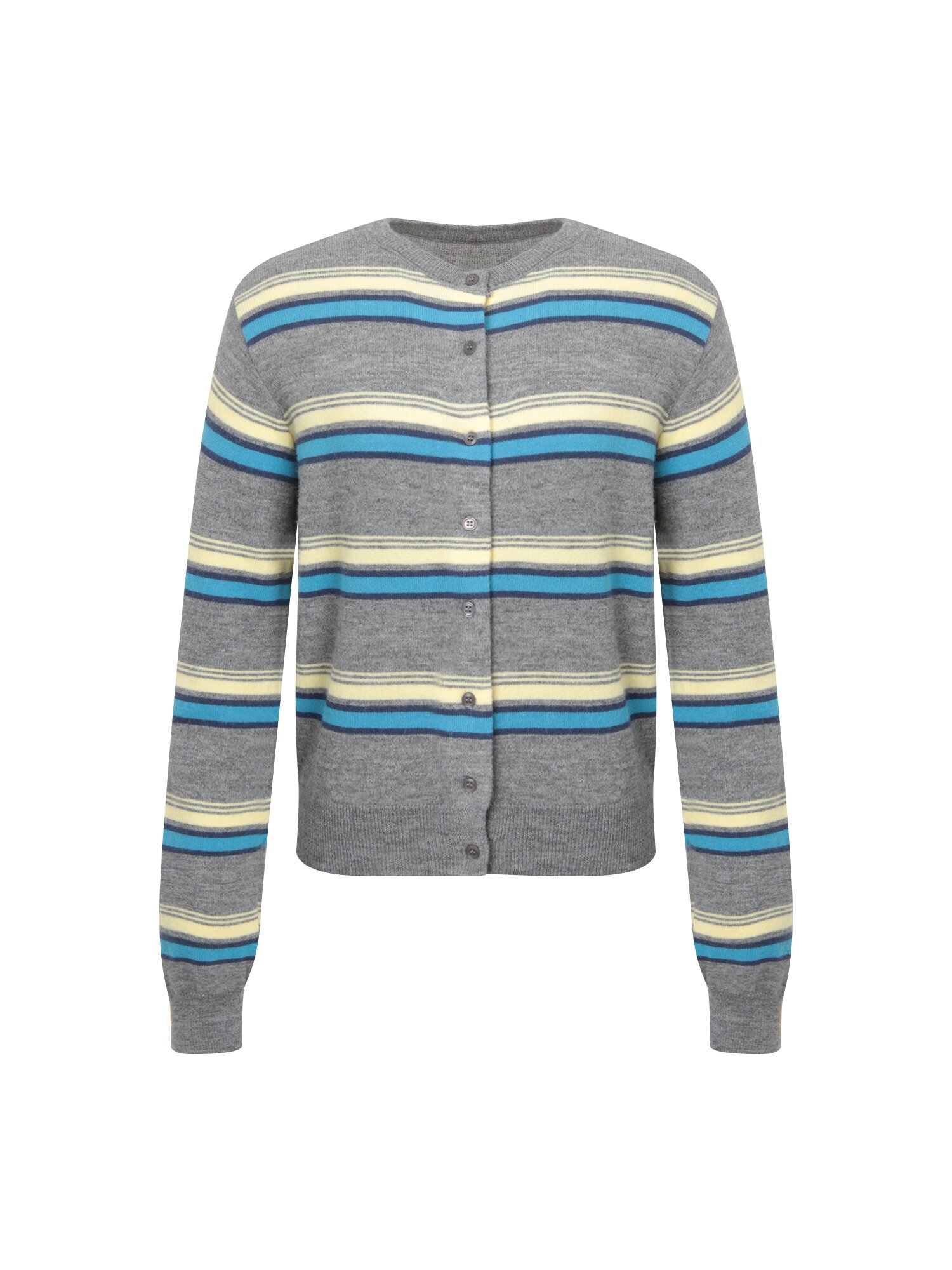 스트라이프 라운드넥 가디건 (STRIPE GREY)