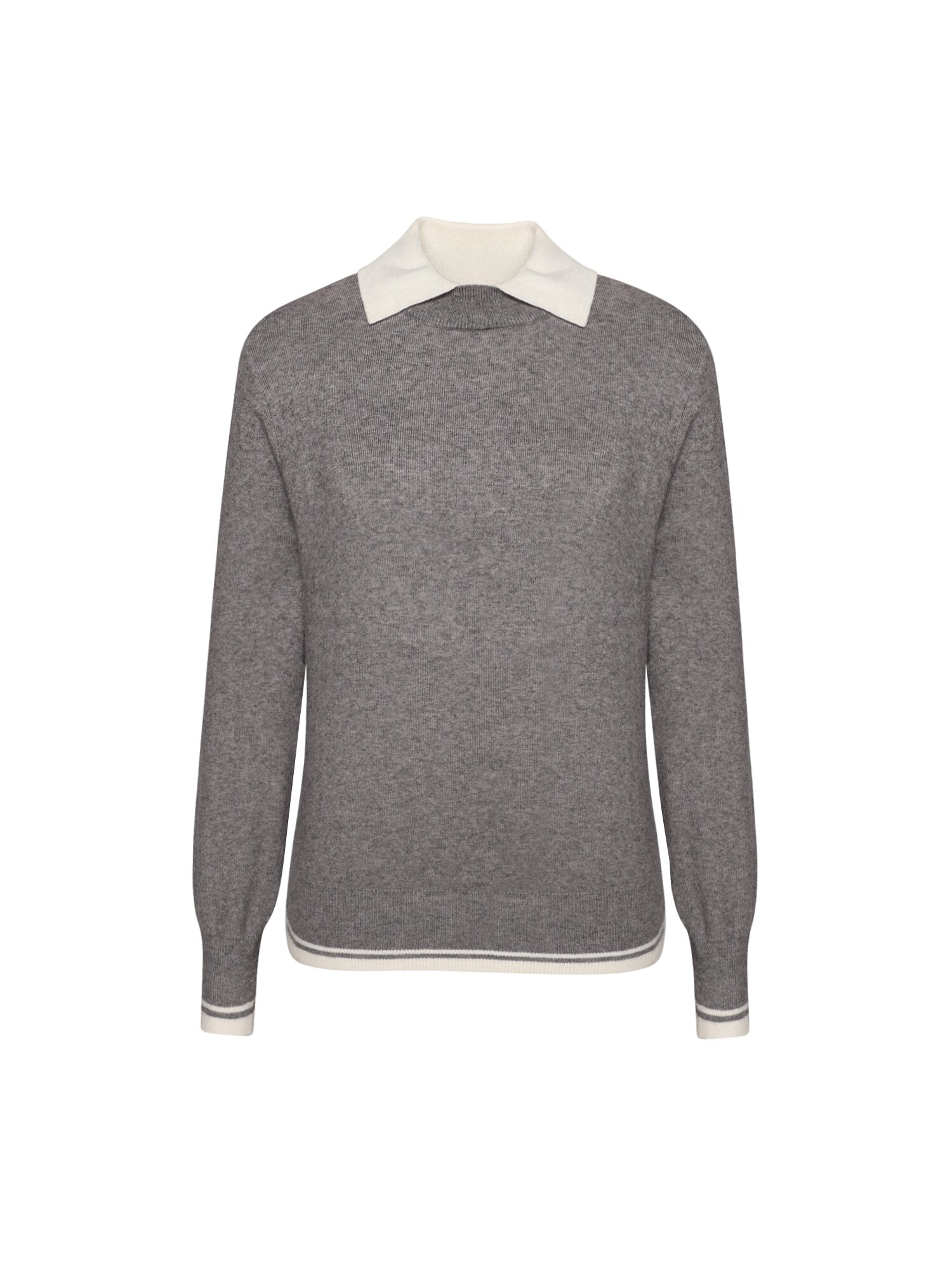 칼라 레이어드 풀오버 니트 (GREY)