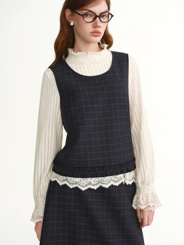 AR_Plaid woolen sleeveless top
