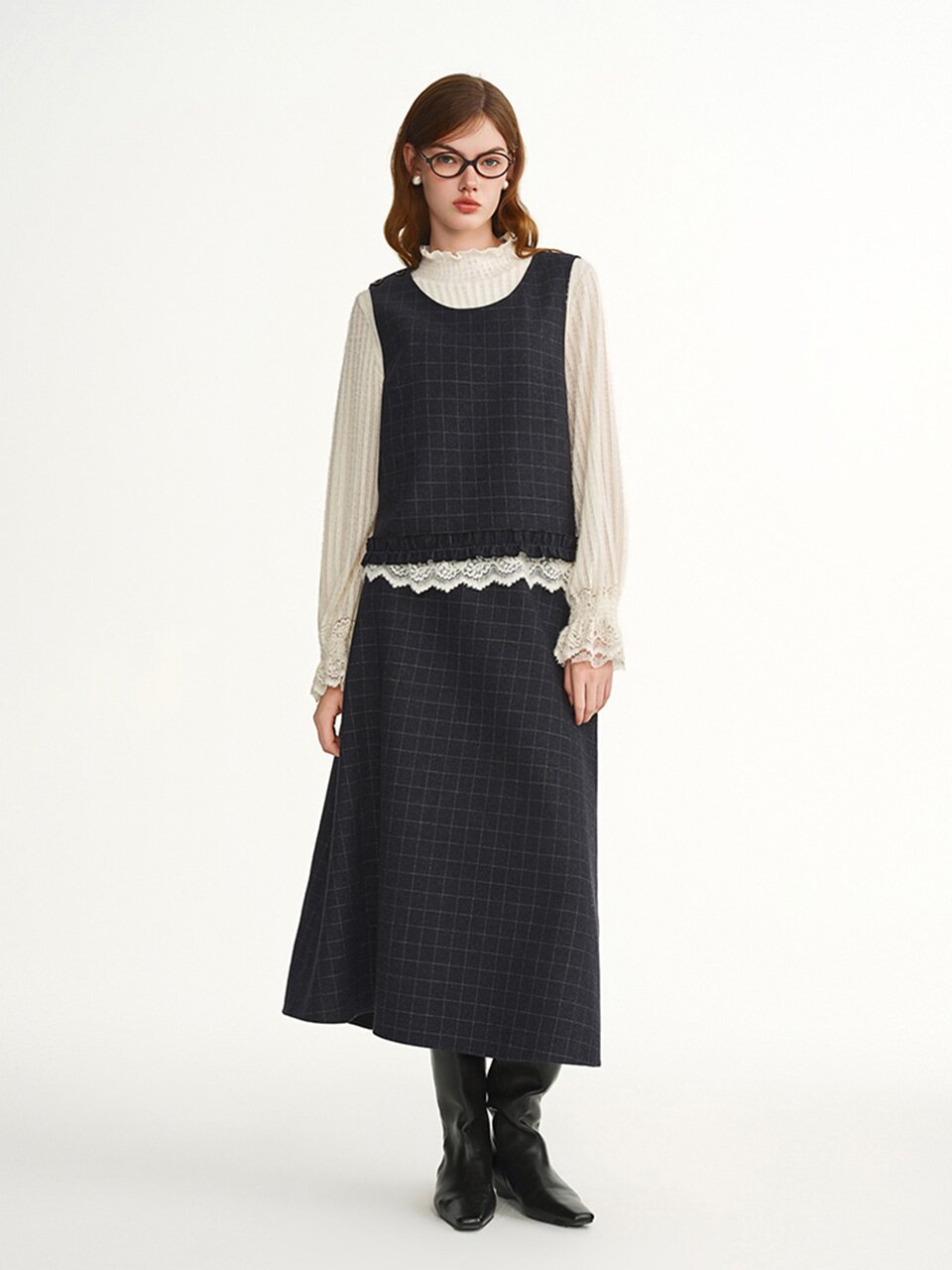 AR_Plaid woolen sleeveless top