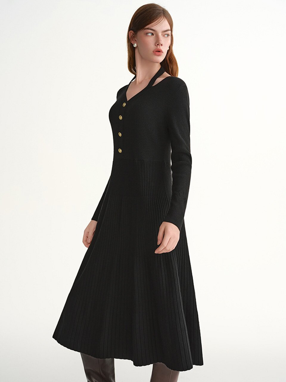 AR_Halter neck knit dress_2color
