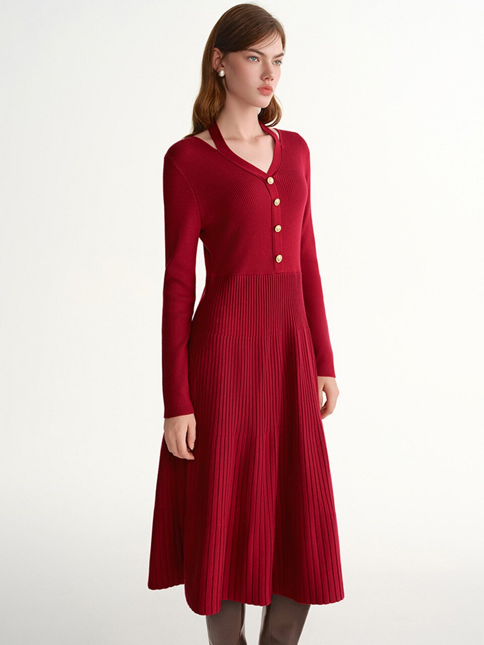 AR_Halter neck knit dress_2color