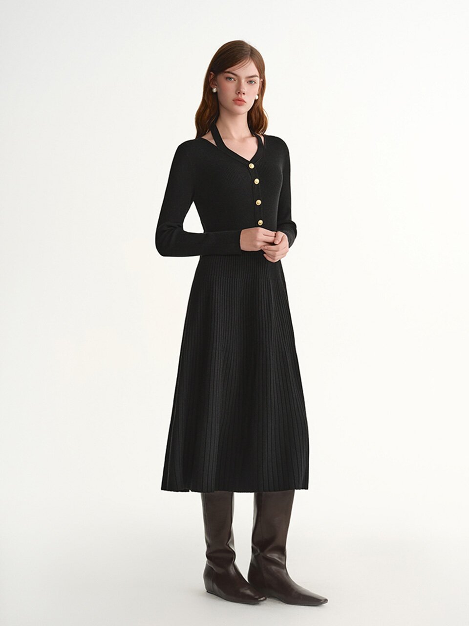 AR_Halter neck knit dress_2color