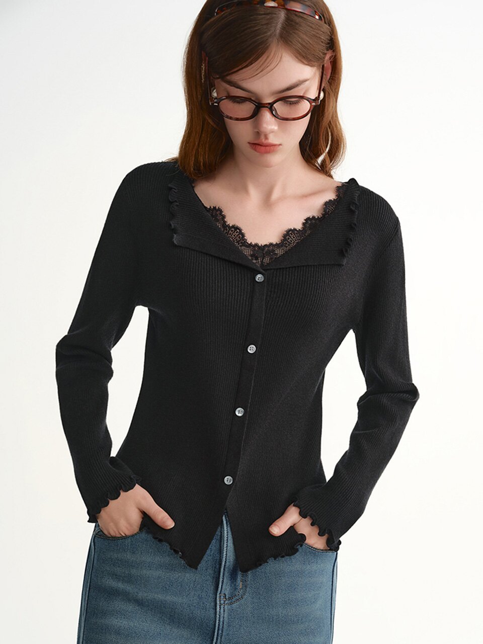 3/26예약배송_AR_Lace ruffle cardigan_3color
