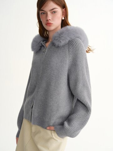 AR_Fur hooded zip-up_2color