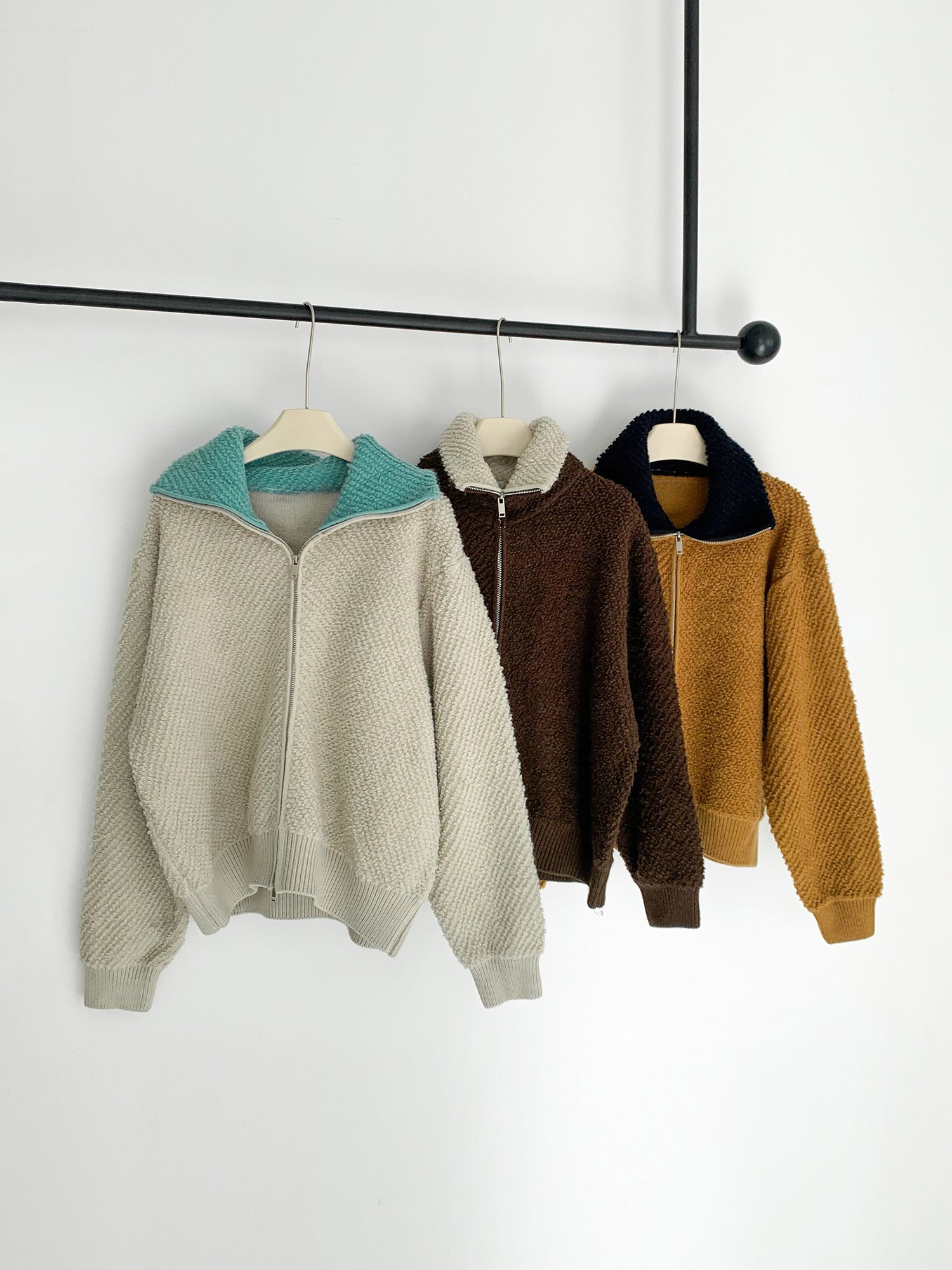 로우 카라 투웨이 집업 (3colors)
