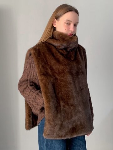 오버핏 하이넥 퍼 베스트 (4colors)