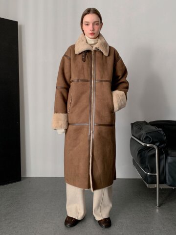 시어링 집업 롱 무스탕 (3colors)