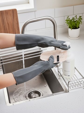 1+1 생활공작소 좌우구분없는 양손 고무장갑 일반형 M 사이즈 6개입(3쌍)