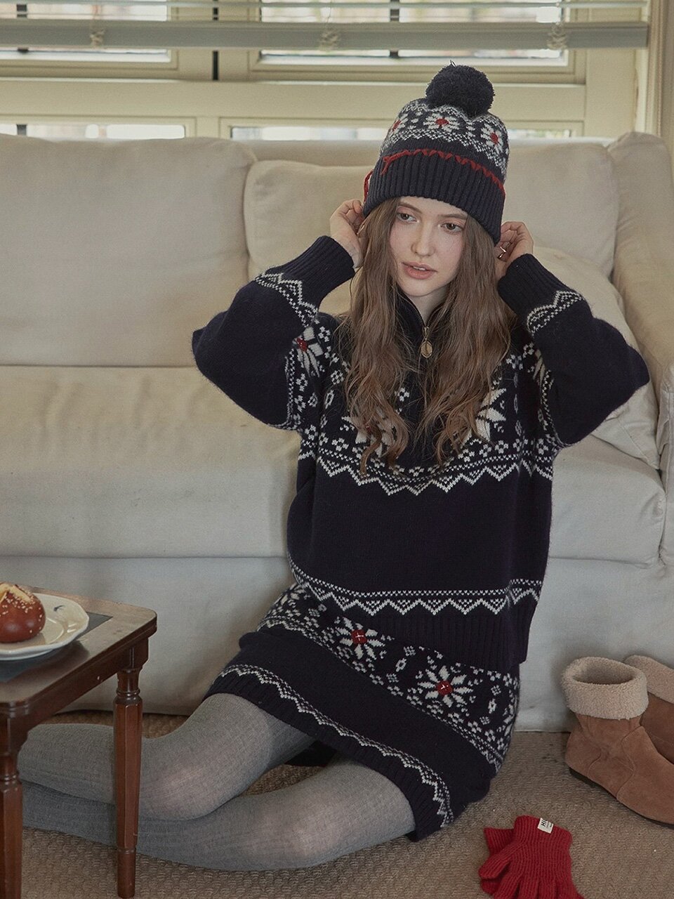 PM_Fair isle knit skirt