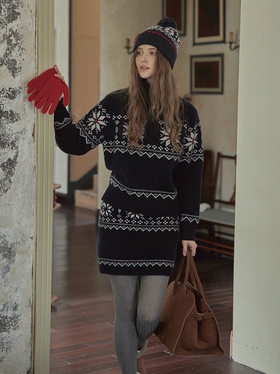 PM_Fair isle half zip-up sweater
