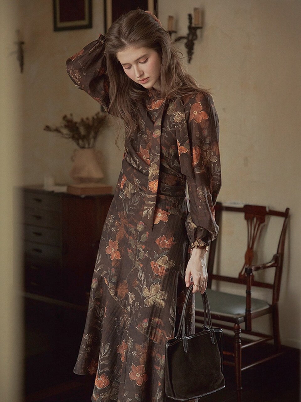 PM_Vintage flower ribbon dress