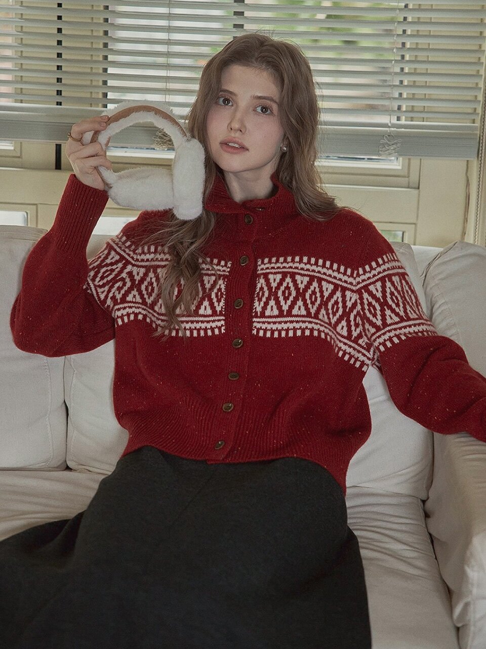 PM_Nordic collar cardigan_2color