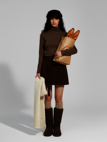 스웨이드 벨트 미디스커트(블랙,브라운,베이지)/W254PT10