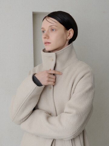 부클 울 하프 코트 피치베이지 [T54]