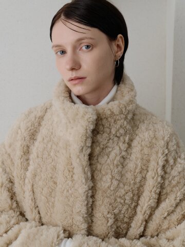 부클 퍼 코트 아이보리 [T54]