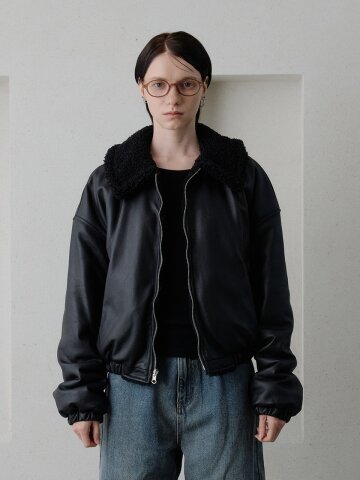 리버시블 Faux 레더 점퍼 블랙 [T54]