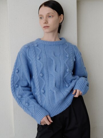 플러피 볼 울 니트 애쉬블루 [T54]