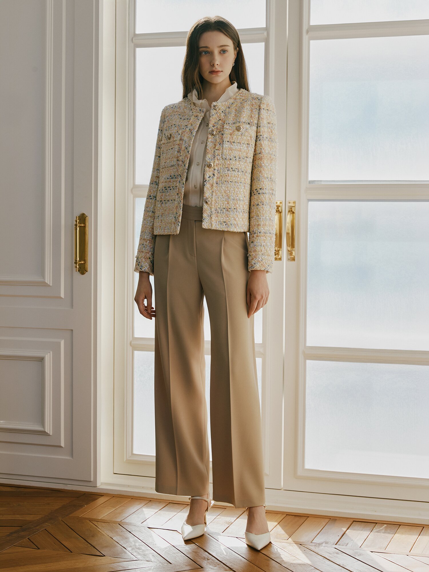 베이식 핀턱 슬랙스 팬츠 (BEIGE)