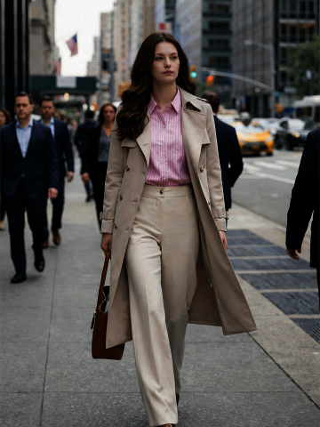 더블 플랩 트렌치 코트 