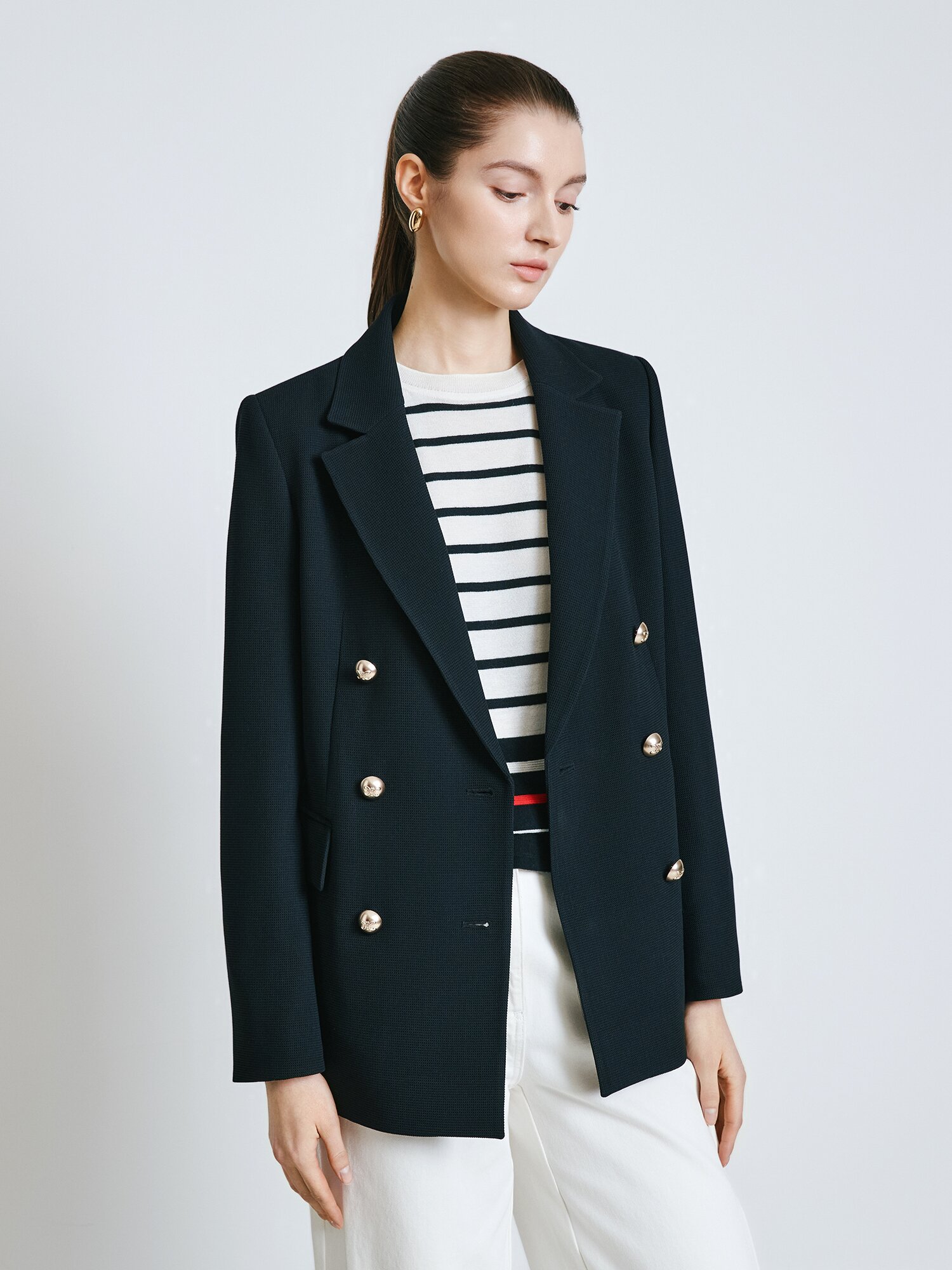 버튼 더블 브레스티드 재킷 (BLACK)