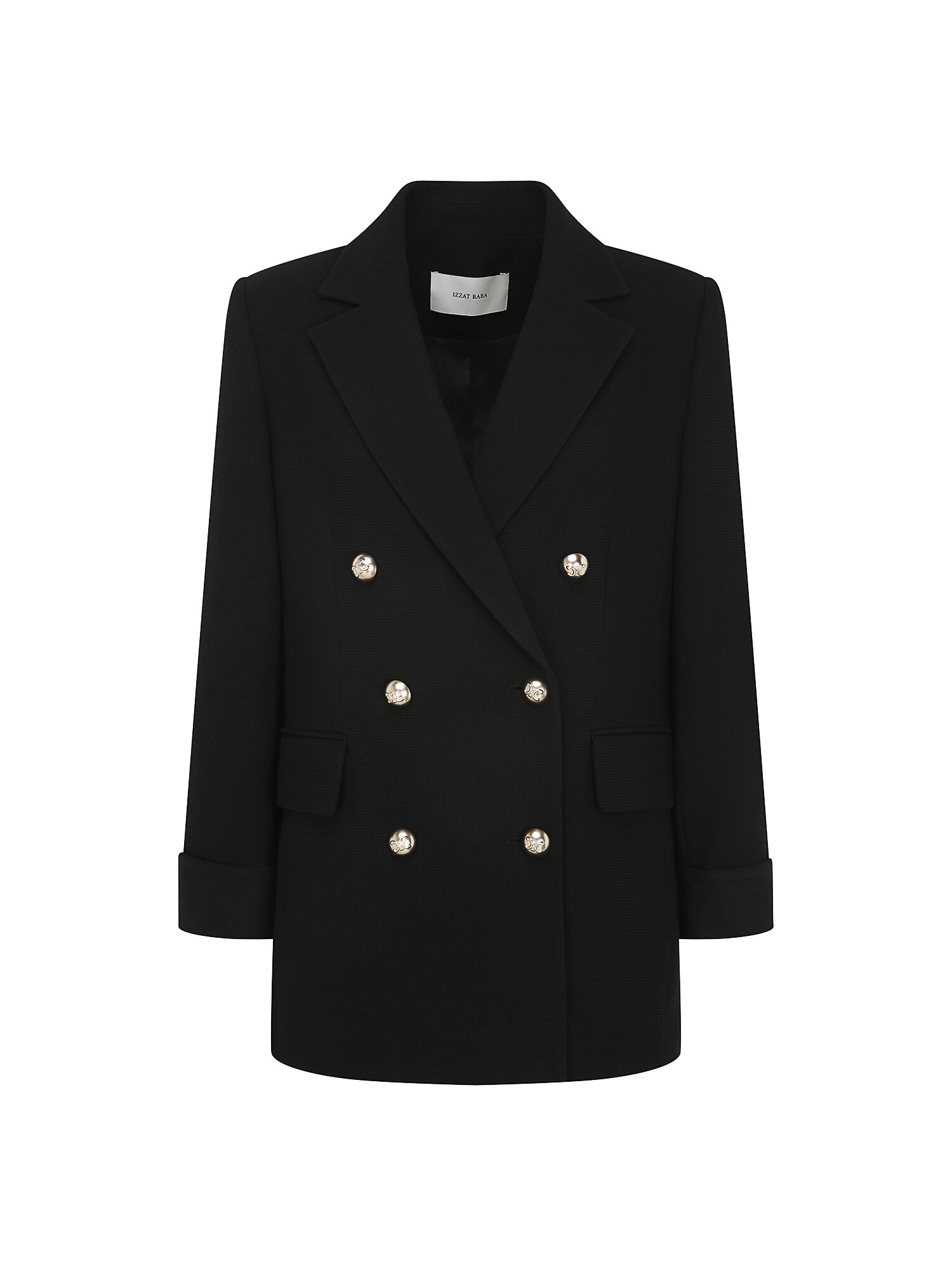 버튼 더블 브레스티드 재킷 (BLACK)