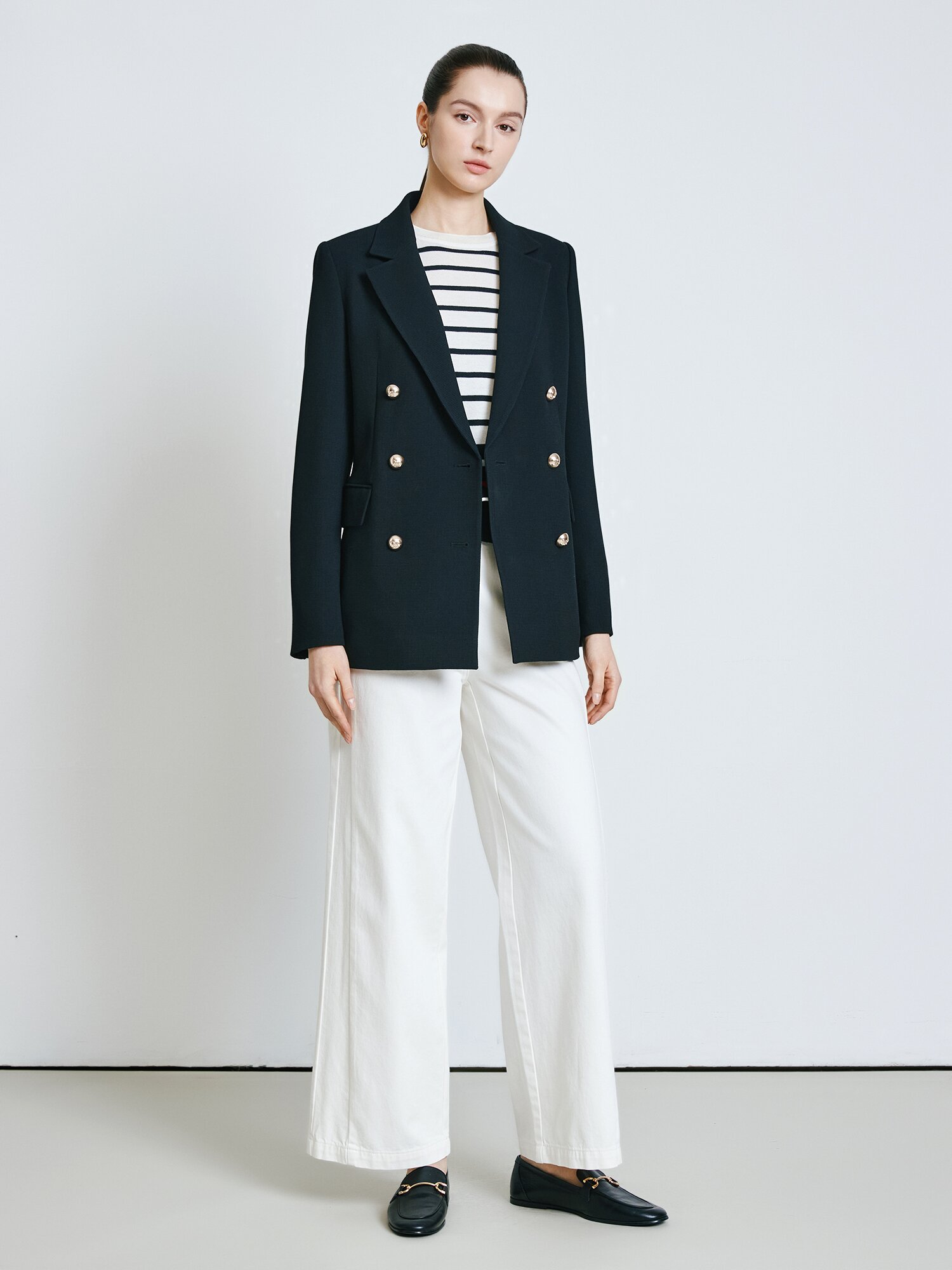 버튼 더블 브레스티드 재킷 (BLACK)