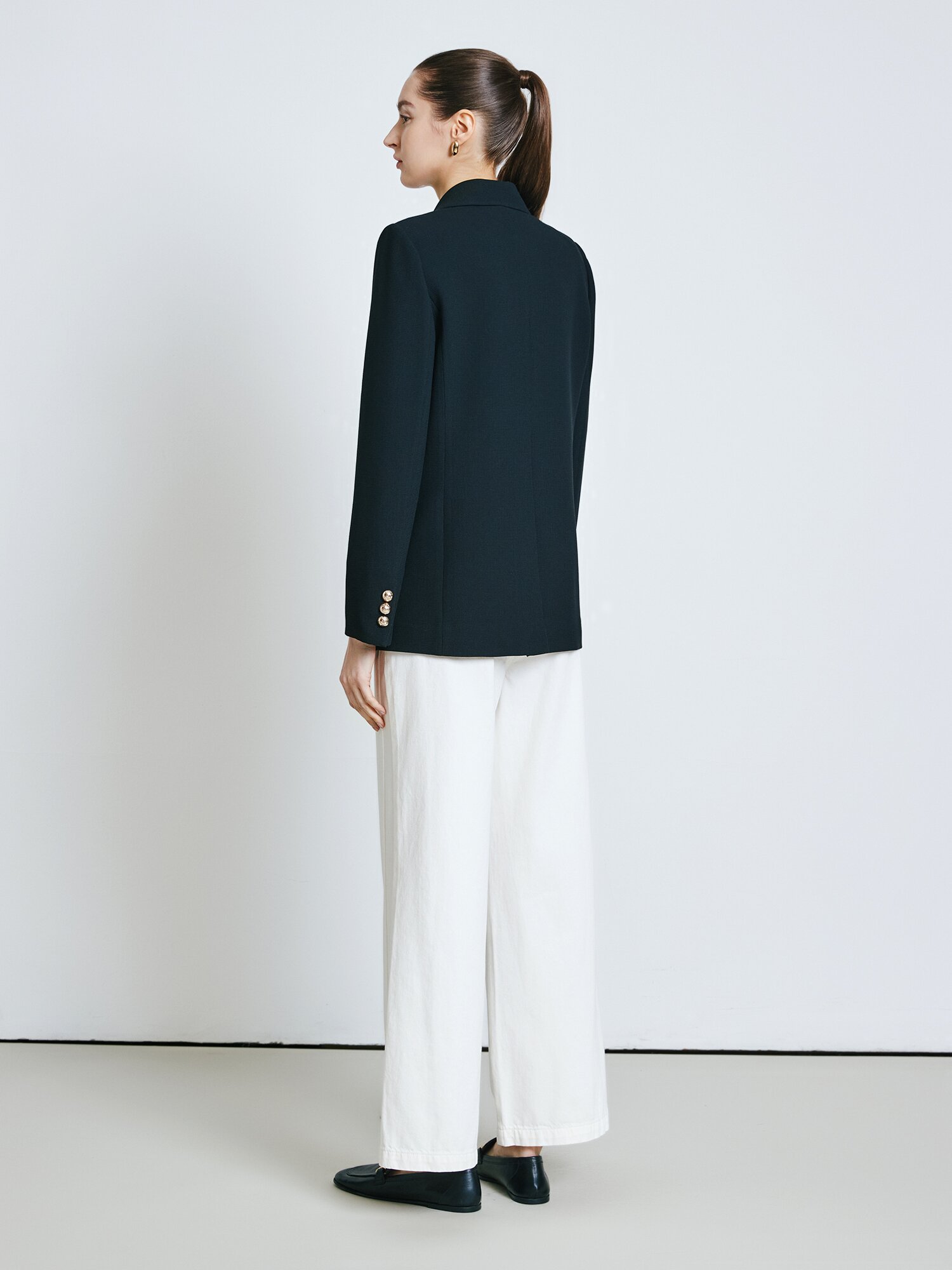 버튼 더블 브레스티드 재킷 (BLACK)