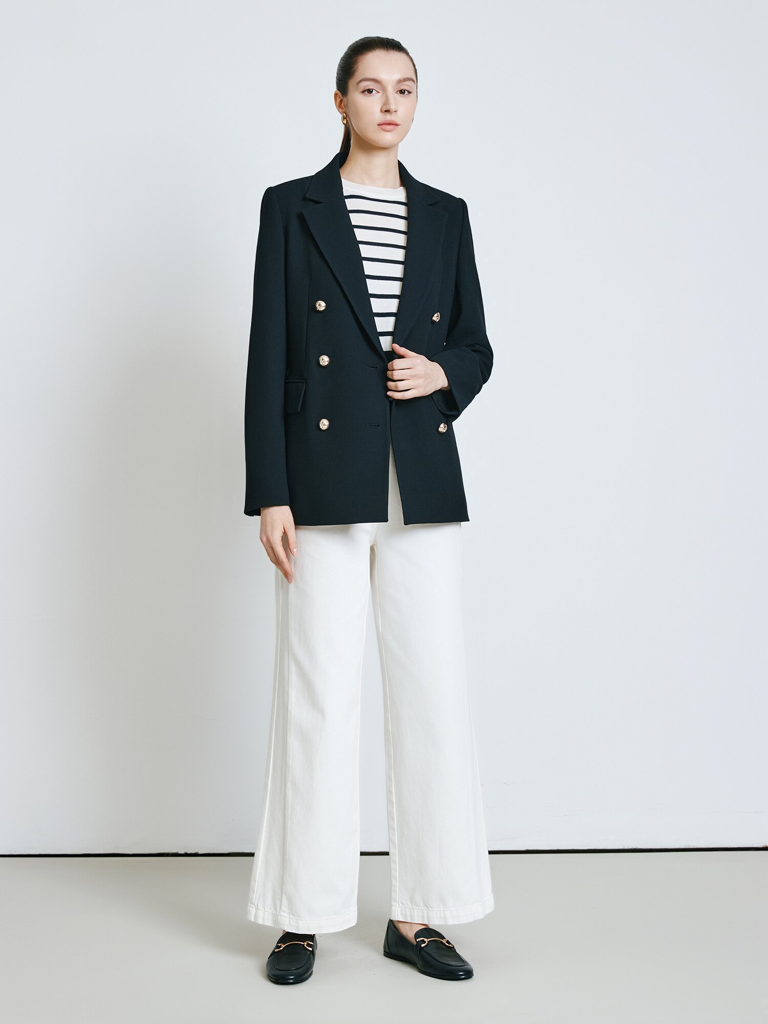 버튼 더블 브레스티드 재킷 (BLACK)