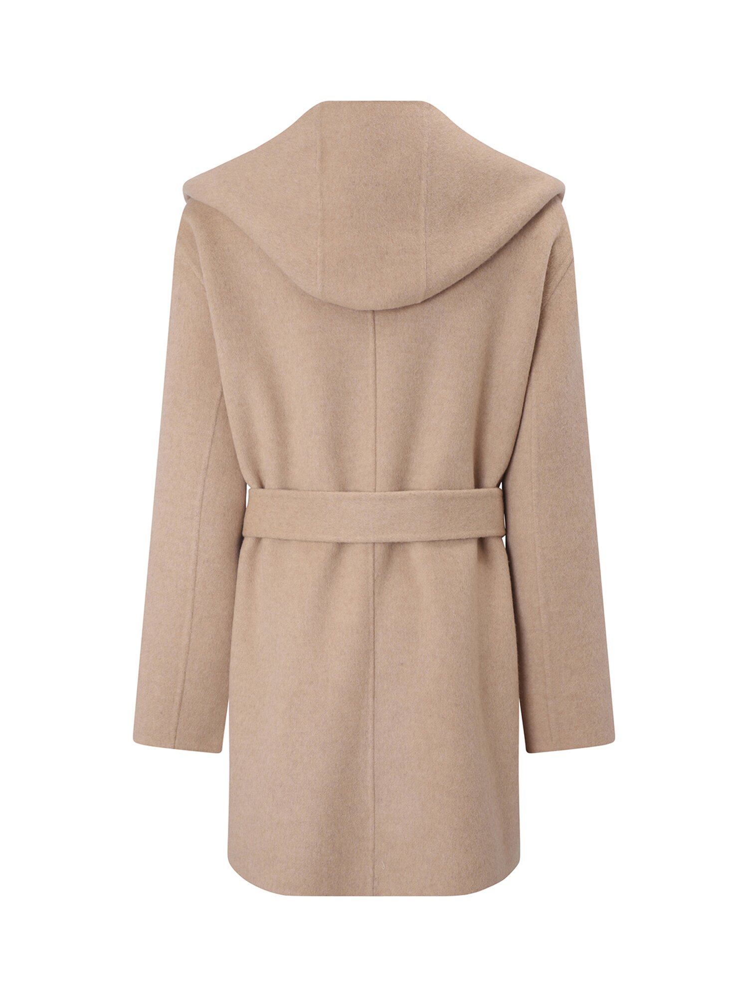 울 캐시미어 숄 후드 핸드메이드 코트 (LIGHT BEIGE)