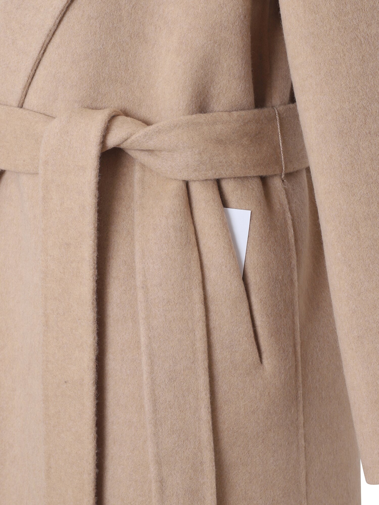울 캐시미어 숄 후드 핸드메이드 코트 (LIGHT BEIGE)