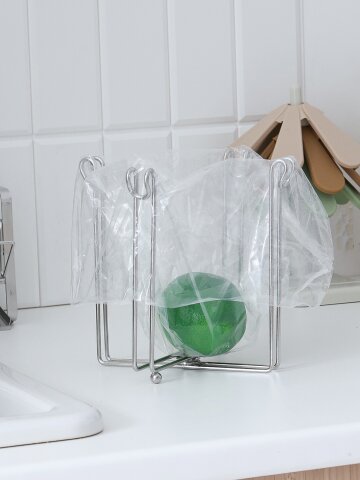 스텐 304 접이식 음식물쓰레기봉투 거치대 컵 정리대