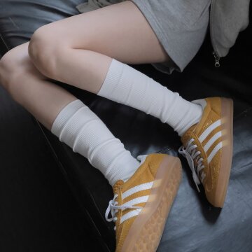 [2기장쫀쫀] 골지 롱 미들 데일리 안흘러 롱 양말 주름 니삭스