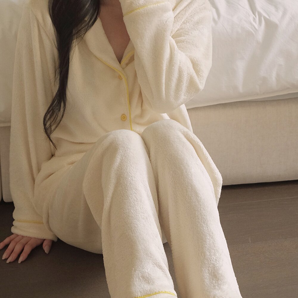 포근 긴팔 극세사 수면잠옷 파자마 세트
