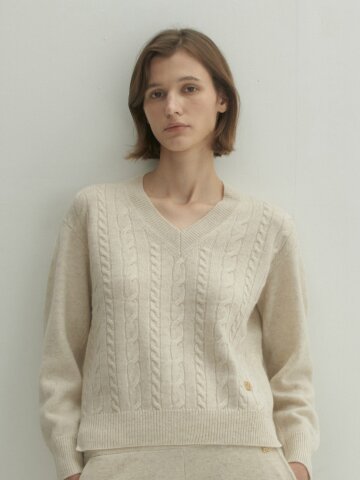 캐시미어100% 사라 케이블 풀오버_SKW231002