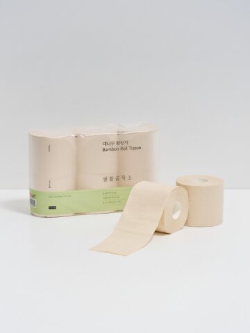 1+1 생활공작소 먼지없는 대나무 롤 화장지 27m x 6롤