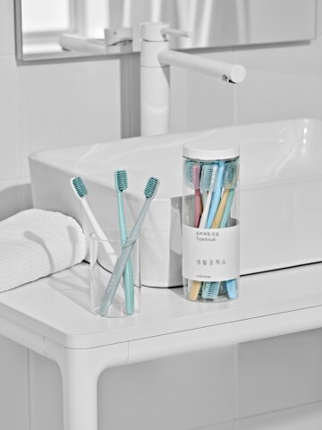 생활공작소 부드러운 초미세모 칫솔 24개입 (개별 헤드캡 포함)