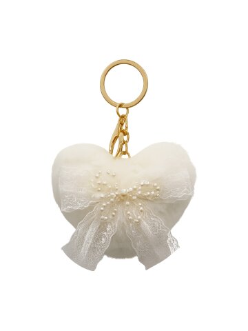SWEET RIBBON HEART KEYRING_IVORY