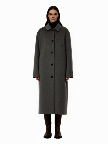 리파인드 스탠카라 울 맥시 싱글 코트 (블랙,차콜)/W254OT08