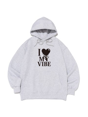 [기모/NO기모] 멜링 하트 바이브 후드티 (화이트멜란지)