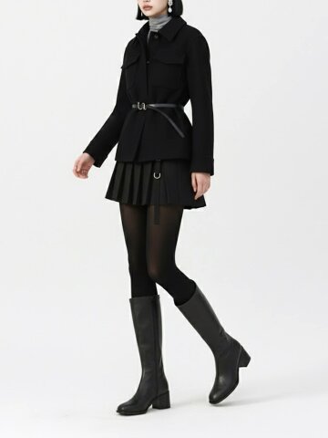 SIMON_black여유있는 발 사이즈, 발목을 예쁘게 연출하는 삭스핏 롱부츠.