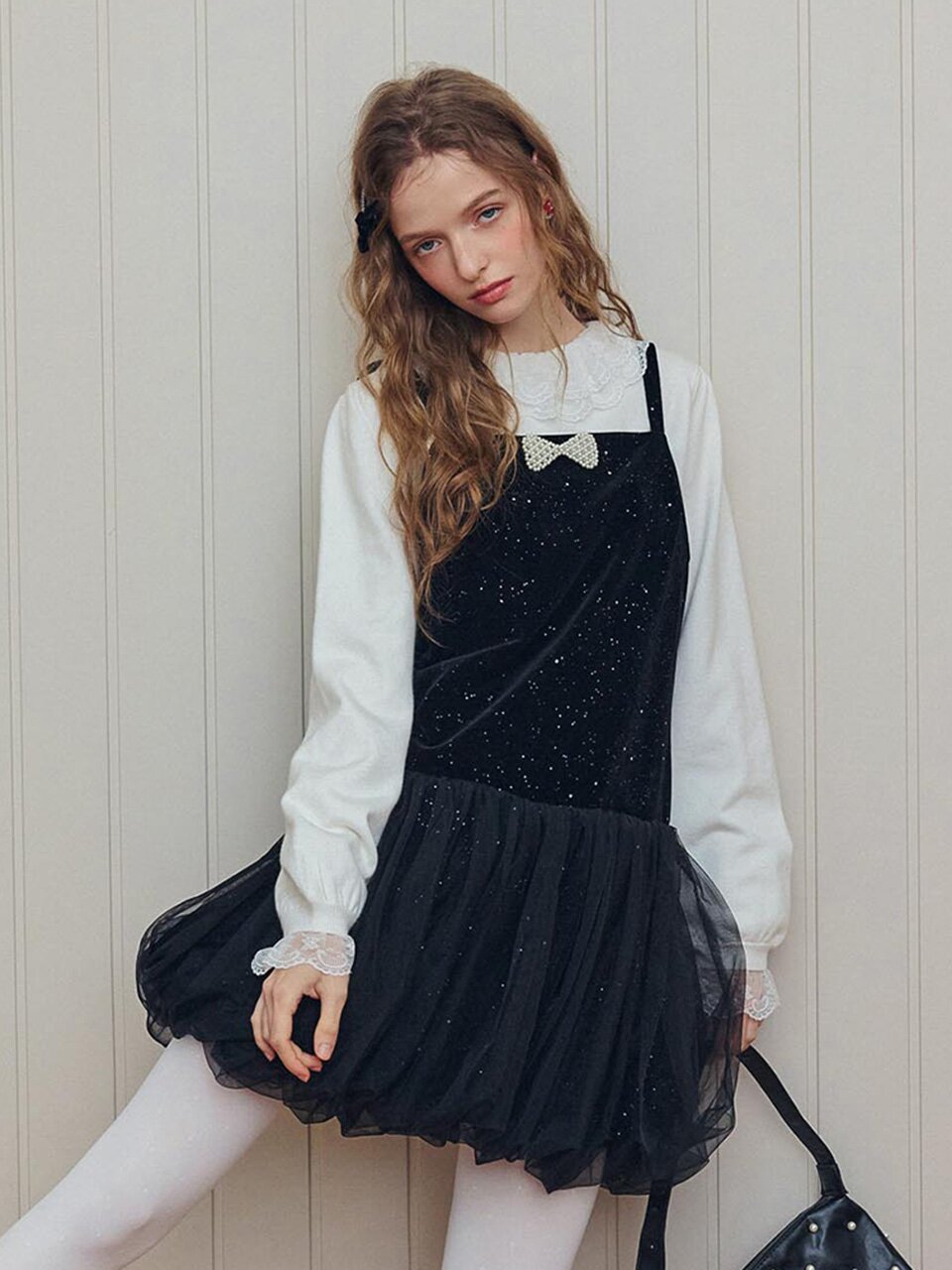 Cest_Sequined sleeveless balloon dress