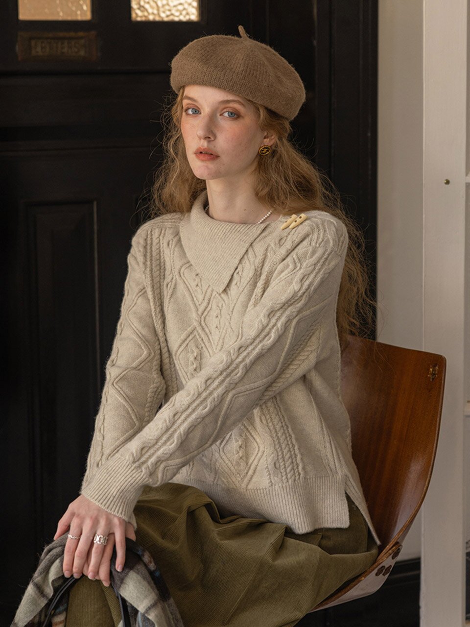 DA_Cable french pullover knit_2color