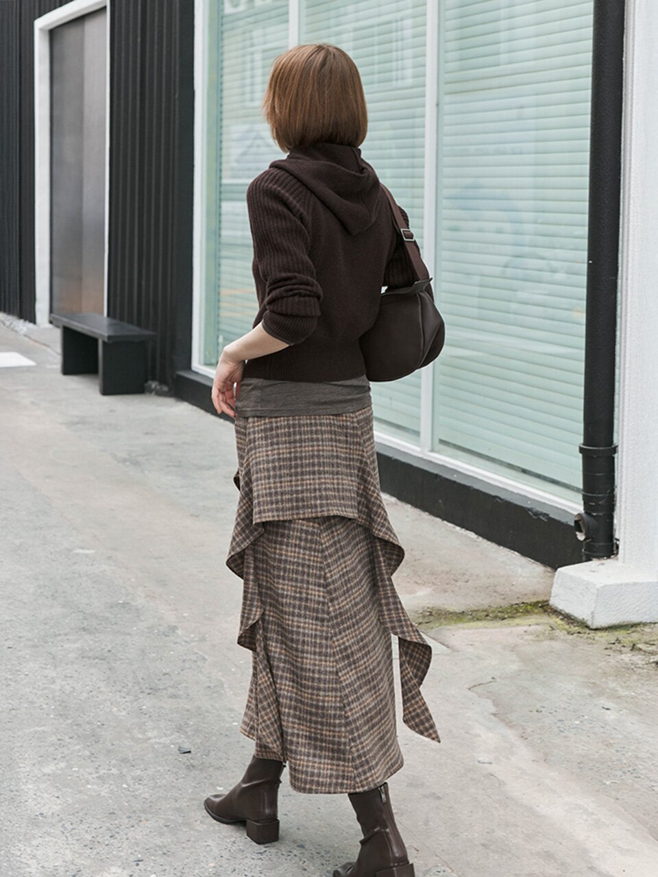 TG_Wool plaid frill skirt