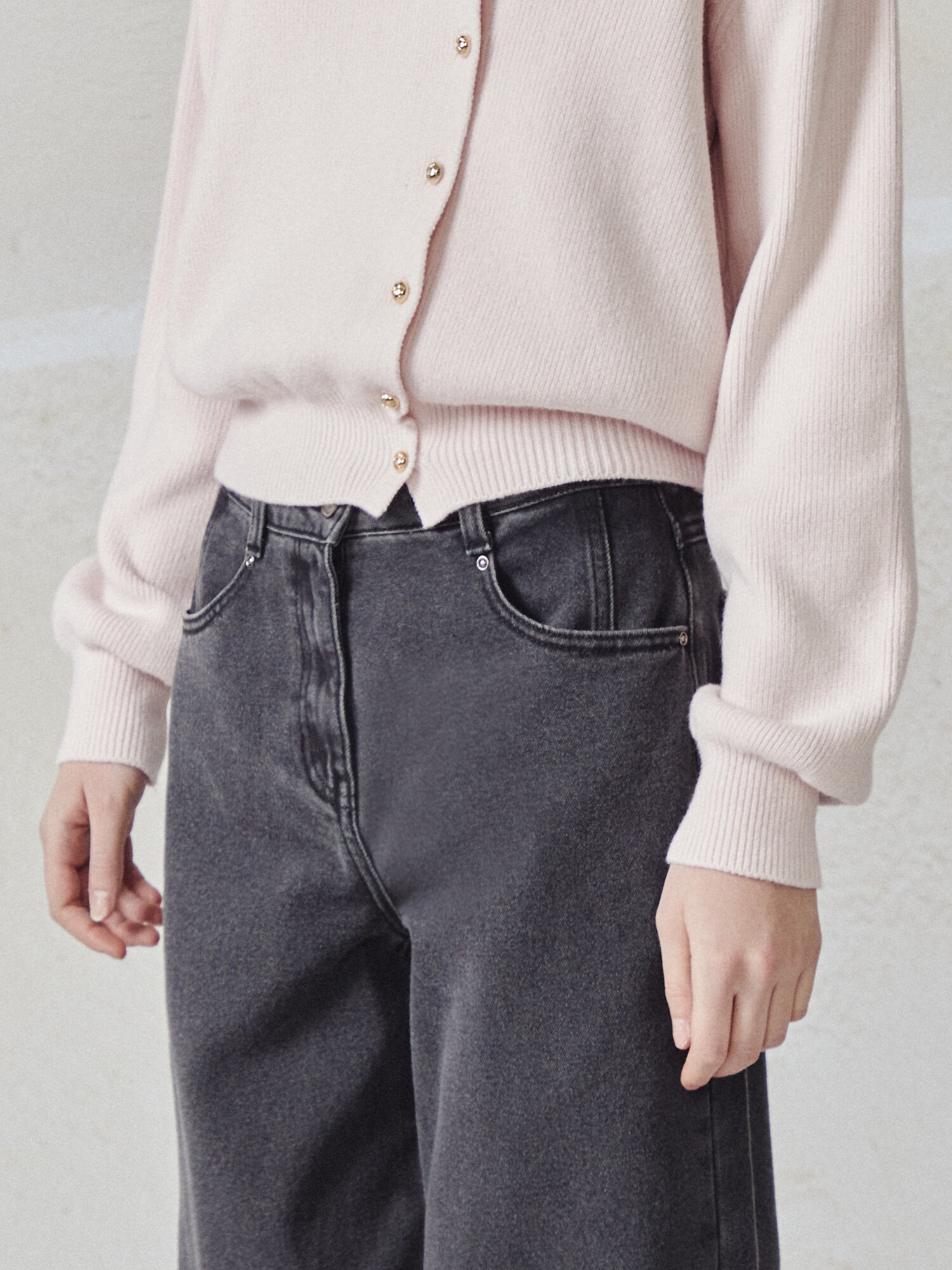 워싱 와이드핏 데님팬츠 (DARK GREY)