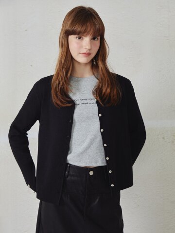 버튼 포인트 크롭 카디건 